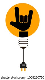 Hand icon. Bulb icon. Creative vector.