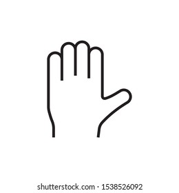 hand icon, can indicate hello or pay attention, vector illustration on a white background, editable stroke.