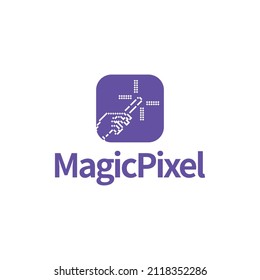 hand icon casting a spell in pixel style