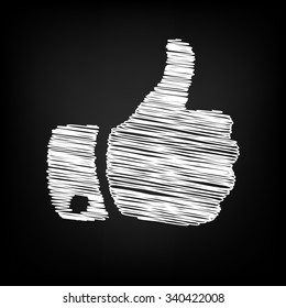Hand icon with chalk effect 