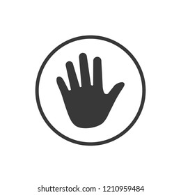 Hand icon in circle . Vector illustration isolated on white background