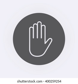Hand icon in circle . Vector illustration