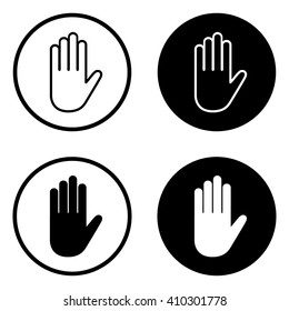 Hand icon in circle . Vector illustration