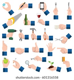 Hand icon collection - color vector illustration 