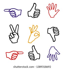 Hand icon collection, monoline concept design vector