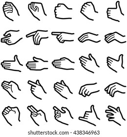 Hand icon collection    vector outline illustration 