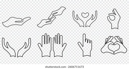 Hand icon collection. vector silhouette illustration. Variety hands design.