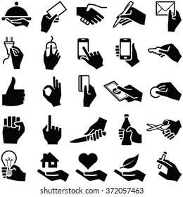 Hand icon collection - vector silhouette illustration 