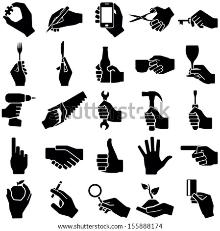 Hand icon collection - vector silhouette illustration 