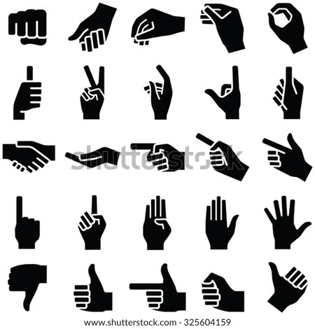 Hand icon collection - vector silhouette illustration 
