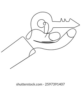 Hand icon   continuous one line drawing of outline vector illustration