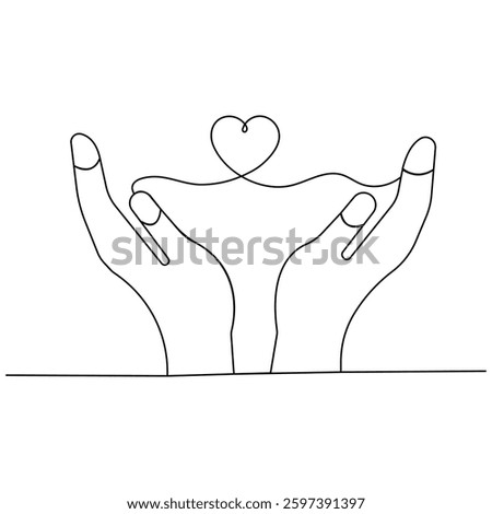 Hand icon   continuous one line drawing of outline vector illustration