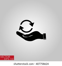 hand icon of cyclic arrows