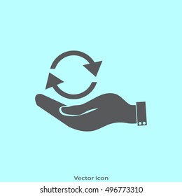 hand icon of cyclic arrows