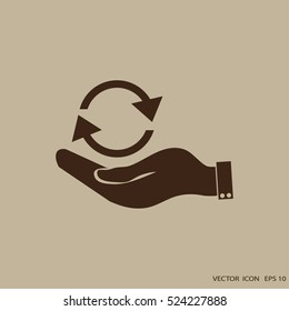 hand icon of cyclic arrows