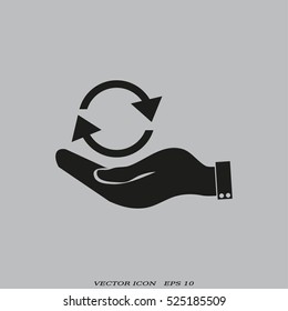 hand icon of cyclic arrows