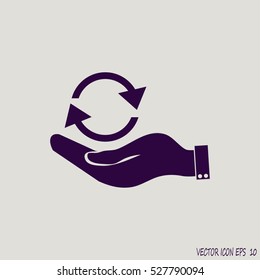 hand icon of cyclic arrows
