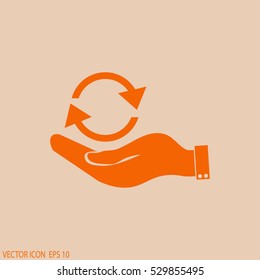 hand icon of cyclic arrows