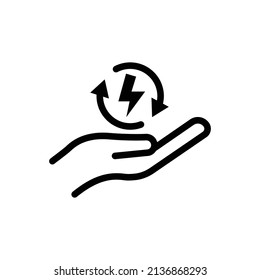 hand icon with electric in circle. line icon style. suitable for renewable energy icon. simple design editable. Design template vector