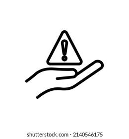 Hand icon with exclamation. suitable for warning symbol. line icon style. simple design editable. Design template vector