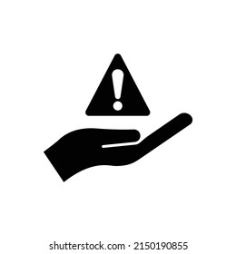 Hand icon with exclamation. suitable for warning symbol, notification. solid icon style. simple design editable. Design template vector