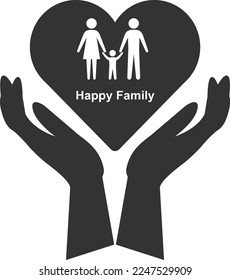 Hand icon, family care icon black vector