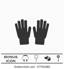 Hand icon flat. Black pictogram on white background. Vector illustration symbol and bonus button