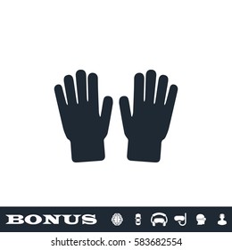 Hand icon flat. Black pictogram on white background. Vector illustration symbol and bonus button
