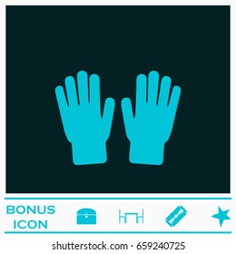 Hand icon flat. Blue pictogram on dark background. Vector illustration symbol and bonus icons