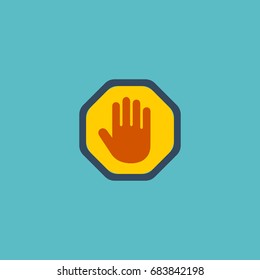 Hand Icon Flat Palm Element. Vector Illustration Of Flat Hand Icon Stop Forbidden Isolated On Clean Background. 