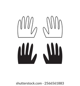 Hand Icon, flat icon sign, isolated on white background iconic vector Illustration icon, symbol. Stop gesture sign. Human hand vector illustration isolated.