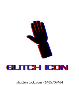 Hand icon flat. Simple pictogram - Glitch effect. Vector illustration symbol