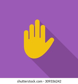 Hand icon. Flat vector related icon with long shadow for web and mobile applications. It can be used as - logo, pictogram, icon, infographic element. Vector Illustration.