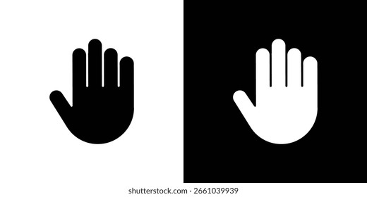 Hand icon in flat version on black and white background