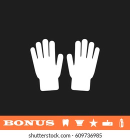 Hand icon flat. White pictogram on black background. Vector illustration symbol and bonus button tooth, vase, star, mirror, bottle