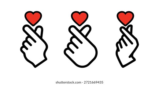 Das Handsymbol bildet ein Mini-Herzsymbol.