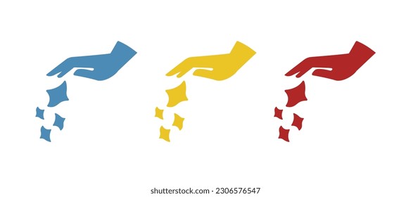 icono de mano, basura, ensuciamiento, ilustración vectorial