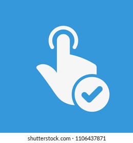 Hand icon, gestures icon with check sign. Hand icon and approved, confirm, done, tick, completed symbol. Vector illustration