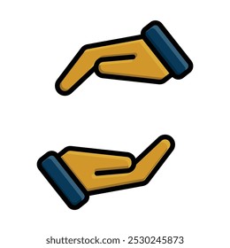 hand icon. hands clasped. flat design style. suitable for design materials, object grips, symbols. vector design template