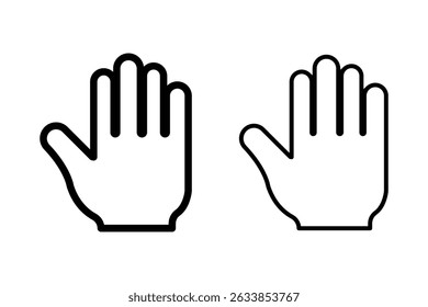 Hand icon. Hands symbol collection. Palm hand icons. Hands icon symbol of participate, volunteer, stop, vote. Palm symbol. Stop gesture sign. Human hand vector. Vector stock graphic outline style. 