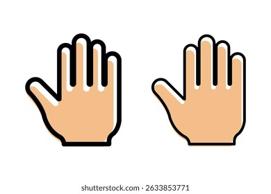Hand icon. Hands symbol collection. Palm hand icons. Hands icon symbol of participate, volunteer, stop, vote. Palm symbol. Stop gesture sign. Human hand vector. Vector stock graphic outline style. 