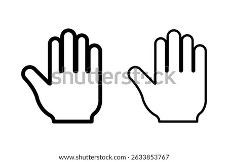 Hand icon. Hands symbol collection. Palm hand icons. Hands icon symbol of participate, volunteer, stop, vote. Palm symbol. Stop gesture sign. Human hand vector. Vector stock graphic outline style. 