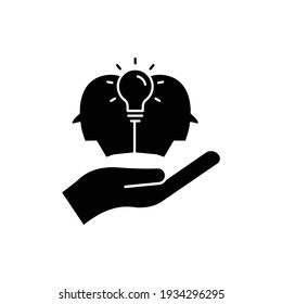 Icono de mano con foco y bombilla. Concepto de nueva idea. Proceso de generación de ideas. Trazo editable. Simple ilustración de concepto móvil y diseño web. vector de plantilla de diseño