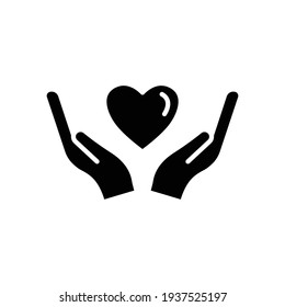 Hand icon with heart. the icon can be used for application icon, web icon, infographic. Editable stroke. Design template vector