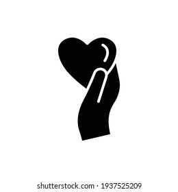Hand Ikone mit Herz. das Symbol kann für das Anwendungssymbol, das Web-Icon, die Infografik verwendet werden. Bearbeitbarer Strich. Vorlagenvektor erstellen