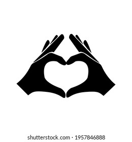 Hand icon with heart. Editable stroke. Design template vector