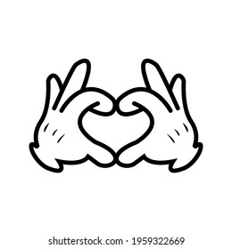 Hand icon with heart. Editable stroke. Design template vector