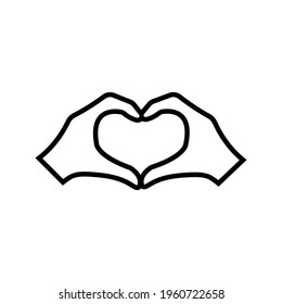 Hand icon with heart. Editable stroke. Design template vector