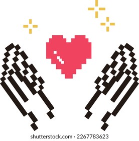 Hand icon with heart. It means support, assistance and love.