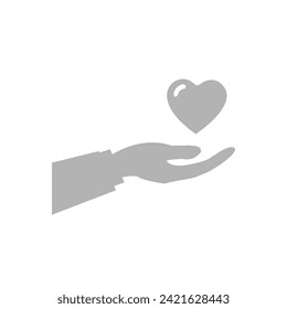 hand icon, heart on a white background, vector illustration